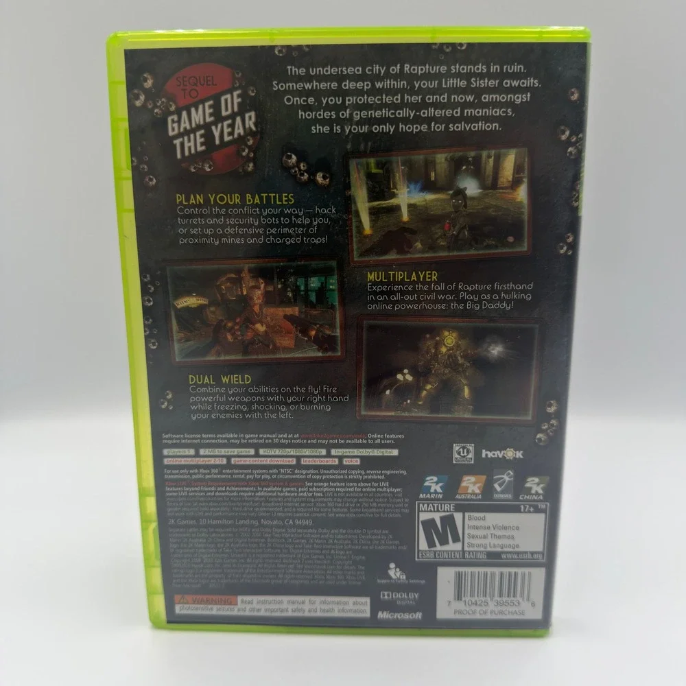BioShock 2 Xbox 360 Video Game 2K Games Microsoft 2010 CIB Complete